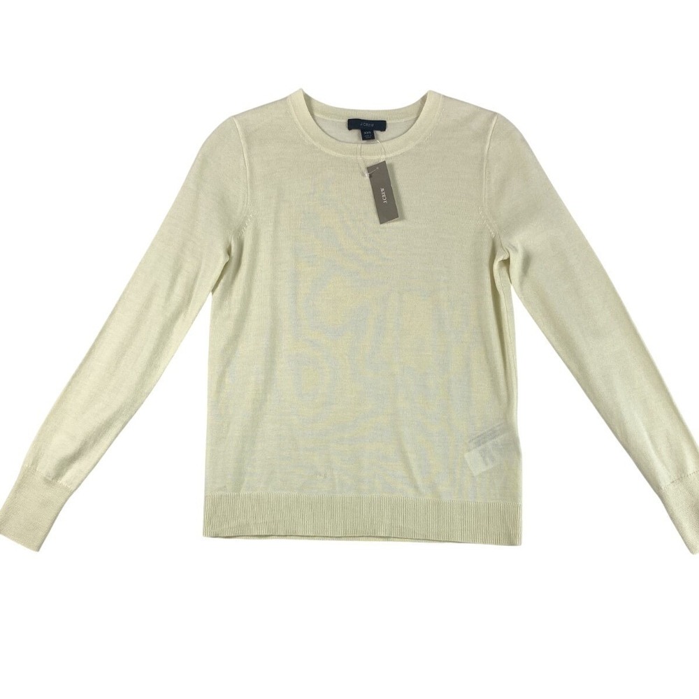 NWT J.CREW Knit Sweater Women Sz XXS Pastel Yellow 100%‎ Fine Knit Merino Wool